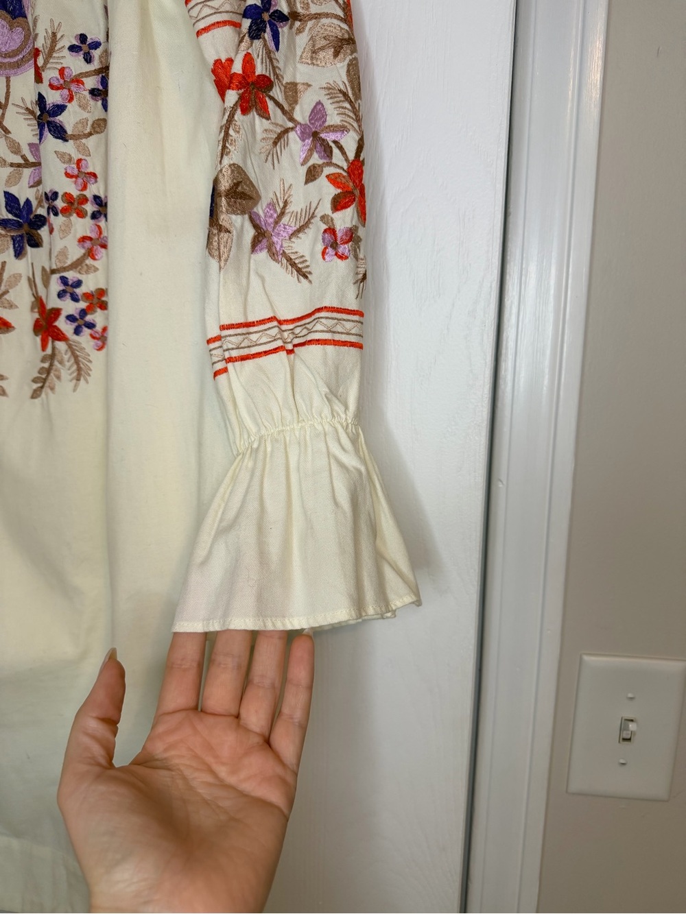 Free People Fleur Du Jour Off the Shoulder Embroidered Dress Boho Size Medium - Picture 6 of 13